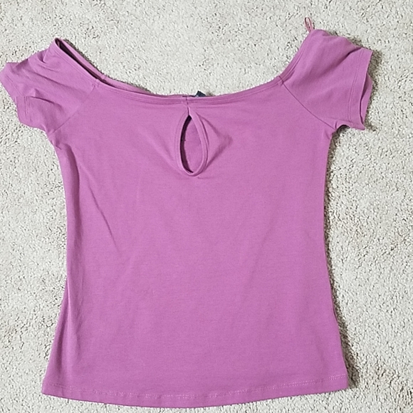 Express Tops - Express pink Keyhole front cap sleeve tee …